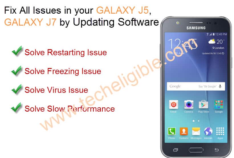 Update Galaxy J5 Software, How to Update Galaxy J7 Software, Solve Restarting issue galaxy j5, Solve freezing Issue Galaxy J5, Fix all issues galaxy j7