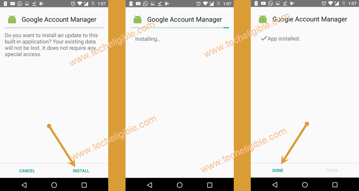 Install Googl Acc Manager to bypass alcatel frp