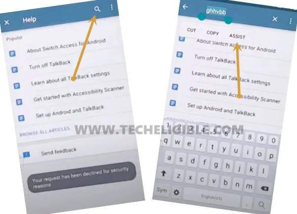 bypass frp galaxy j7 by tapping on search icon to and type text there