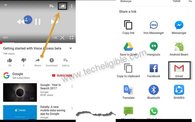 Long Tap Gmail icon to Bypass Google Account LG Aristo MS210