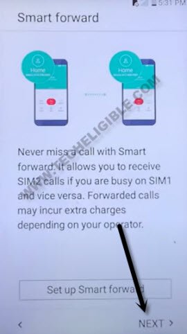 tap next from smart forward screen to bypass google account LG Aristo MS210 Android 7