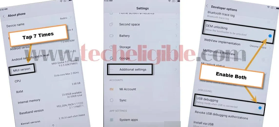 Enable OEM Unlocking to Bypass XIAOMI Redmi Note 4 Mi Account