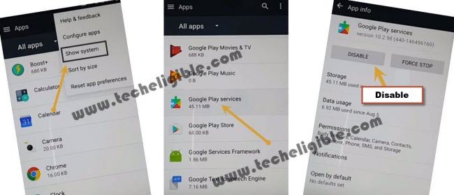 Disable Google Play Services to Bypass FRP