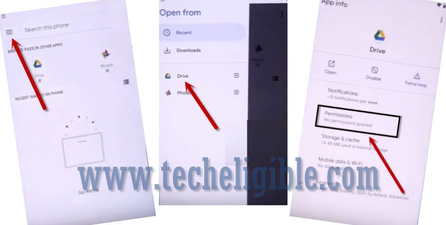 Tap on drive and go to permission to bypass frp Nokia C30