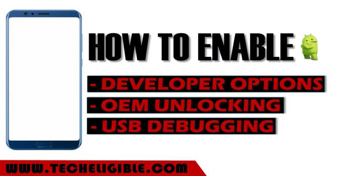 Enable OEM Unlocking, Enable USB Debugging Option, Enable Developer Options