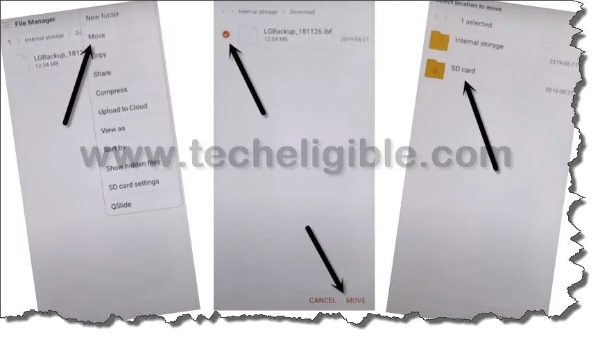 move file to sd card to bypass google account LG G7 thinQ android 9