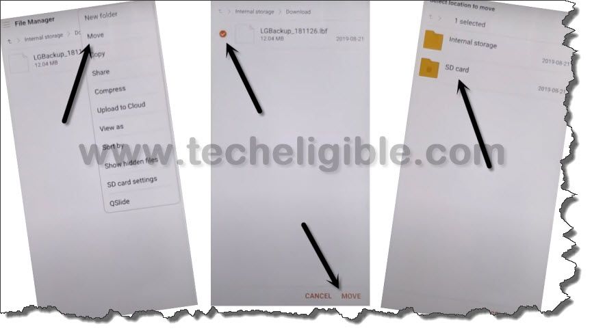 move file to sd card to bypass google account LG G7 thinQ android 9