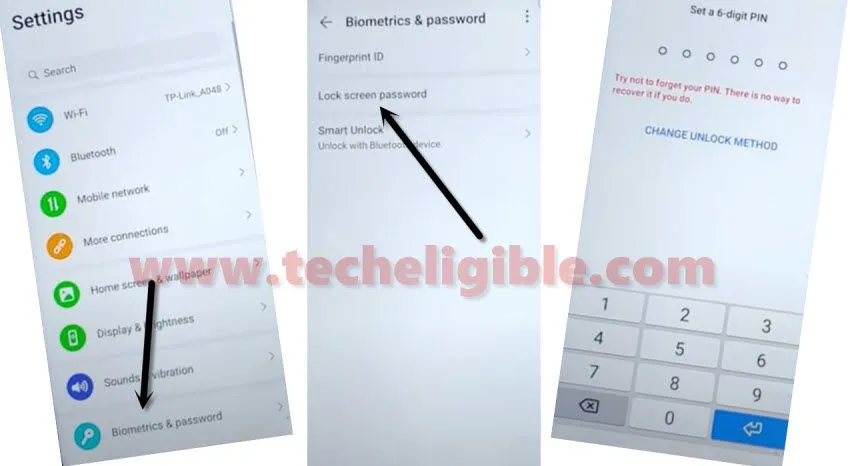 setup pin code in Huawei android 10