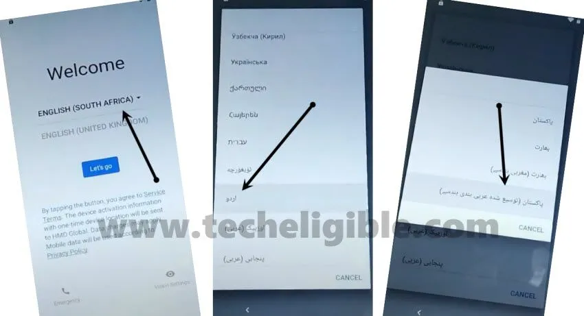 Bypass frp Nokia C1 Android 9 by changing language to urdu