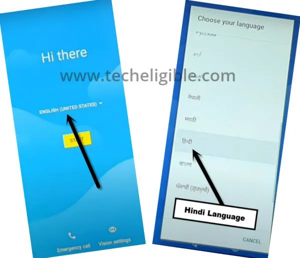 change itel language to Hindi to bypass frp itel android 10