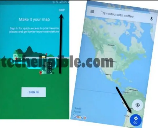 tap to skip from google map to bypass google account galaxy A51