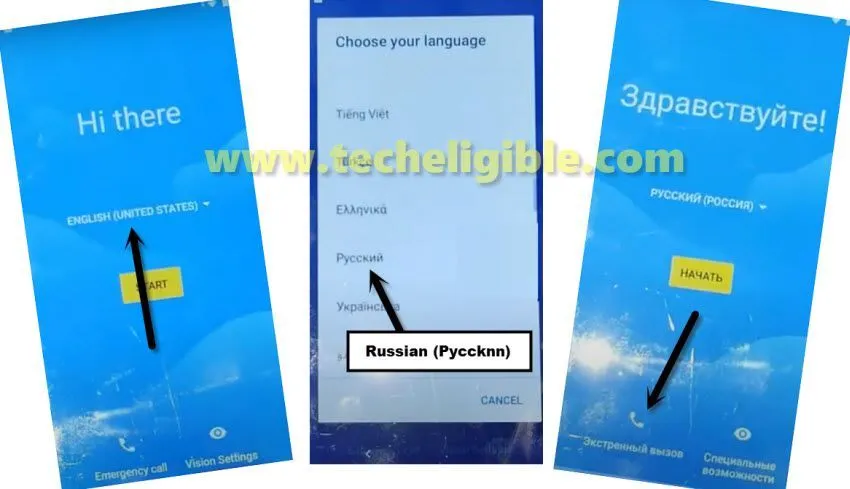 change to russian language to bypass frp qmobile i10