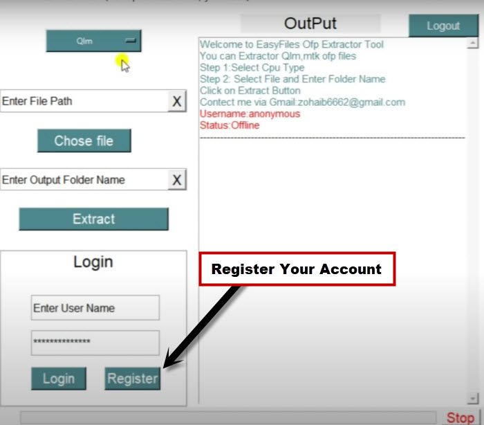 register an account to use ofp extractor tool to free flash OPPO 