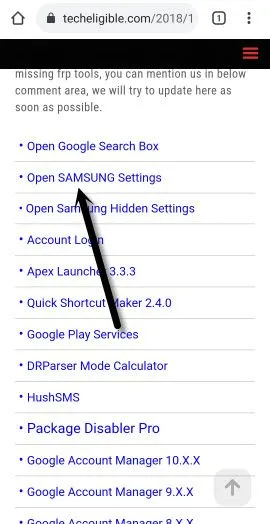 access samsung settings frp frp tools page