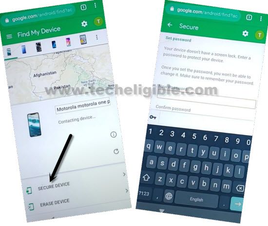 secure device through find my device app Motorola Android 10 Q