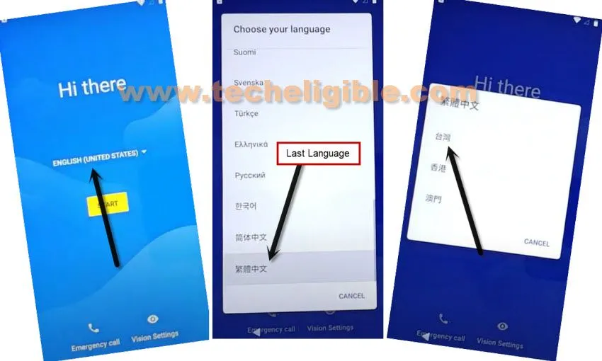 change language to chinese to bypass frp moto E6s Android 9