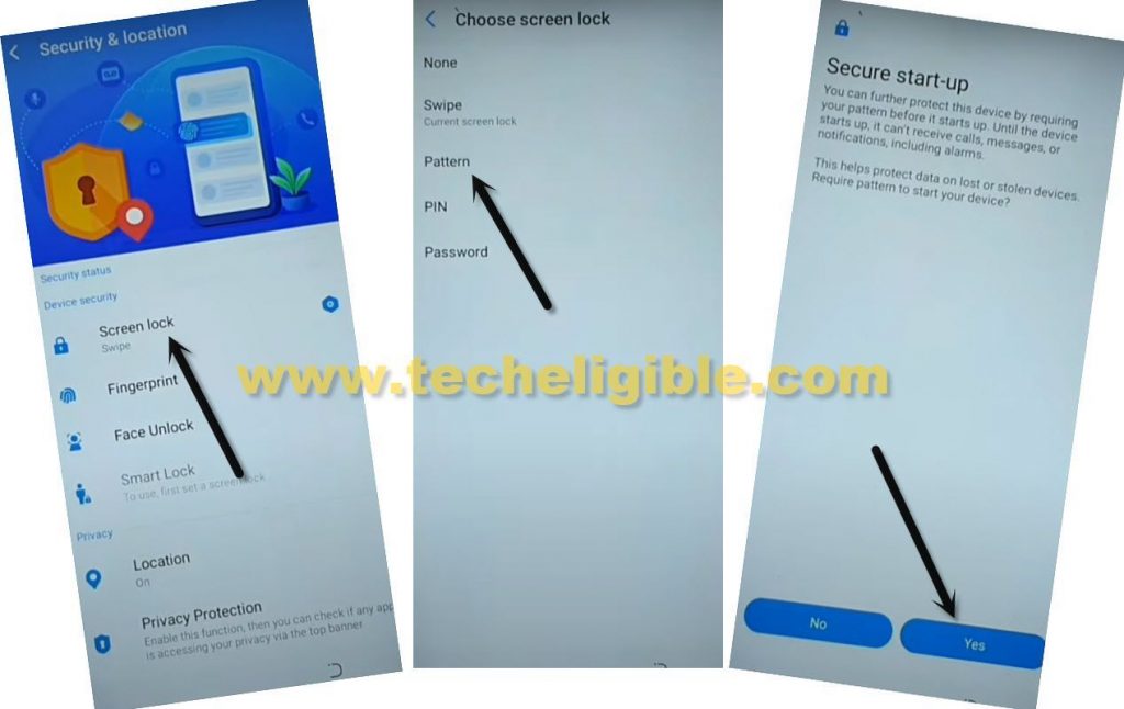 go to screen lock to Tecno Spark Go Plus FRP Remove