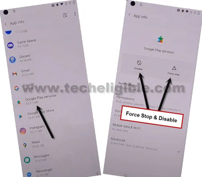 disable google play services to bypass frp oneplus 8T