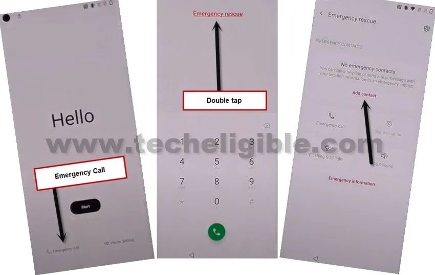 go to emergency call to bypass frp OnePlus 6, Oneplus 6T