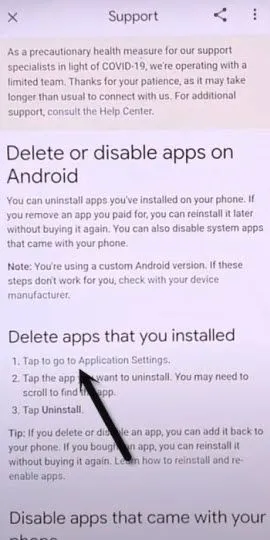 hit on tap to go to application settings