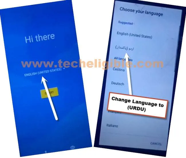 Change to urdu language to bypass frp Alcatel 1SE without app