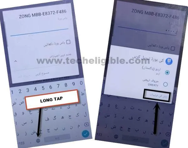 long tap world icon from keyboard urdu to bypass google account VGO Tel Smart 4