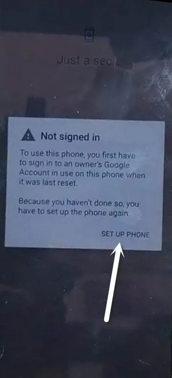 setup phone from not signed in window in vivo