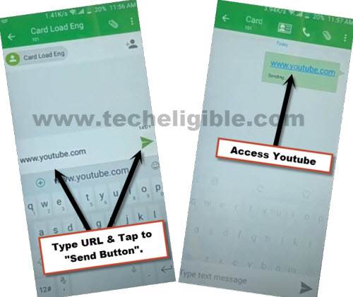 type youtube url in sms