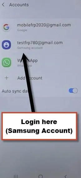 login with same samsung account in other Samsung device