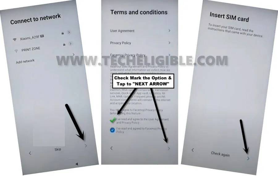 Go next from connect to network screen to Bypass frp Redmi Note 9