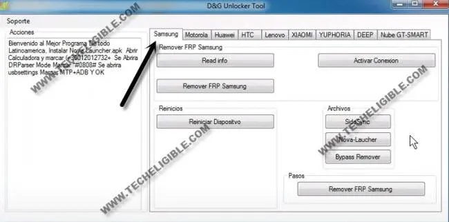 Remove frp Samsung through D&G Unlocker tools