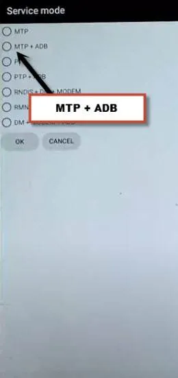 Select only MTP and ADB Mode