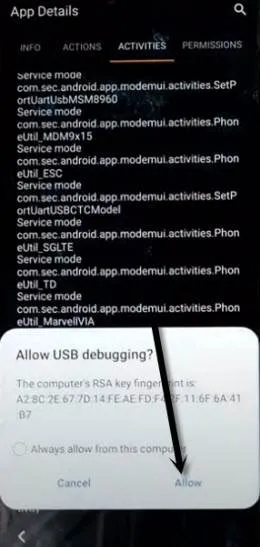 allow usb debugging in alliance shield x to bypass frp galaxy A12