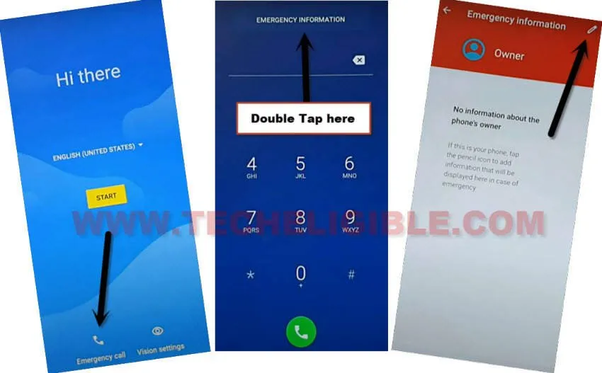 double tap emergency information to Unlock FRP Account Itel Vision 2s