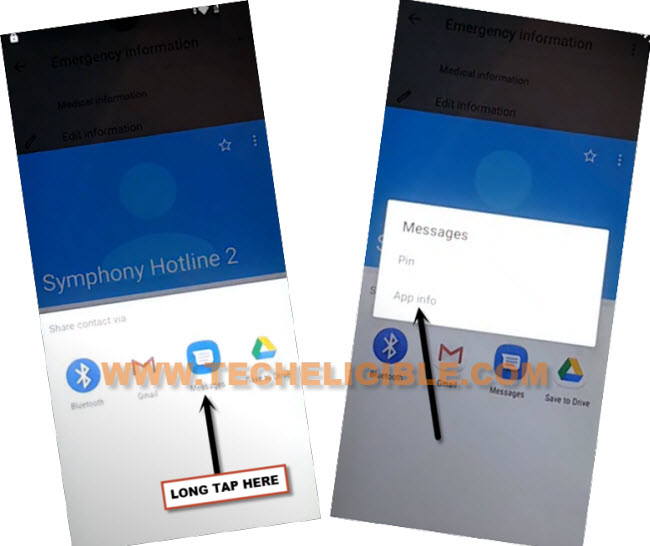 long tap message icon to Remove Google Account Symphony Z15