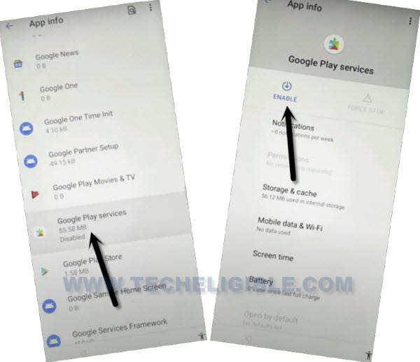 Enable google play services to bypass google frp realme C11