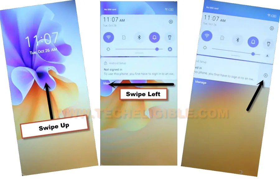 swipe left not signed in to remove frp Tecno Spark 7 Android 11