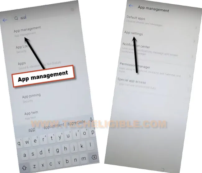 tap to app management to remove frp Tecno Spark 7 Android 11
