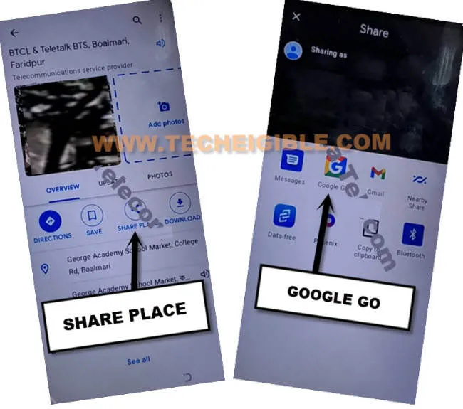 tap to share place icon to bypass google account all tecno android 11