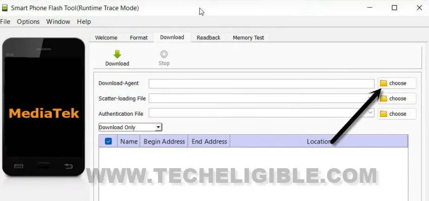 click to first choose from SP Flash tool to Bypass FRP Galaxy A03s