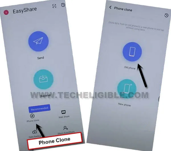 hit on phone clone in easyshare app to Remove Google FRP VIVO Y12s