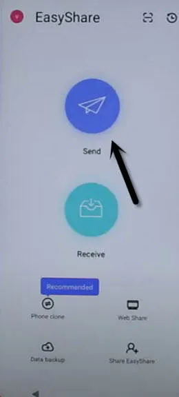 tap on send button from easy share app to Remove Google FRP VIVO Y12s