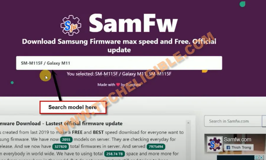 search model number to download firmware to bypass frp Galaxy M11