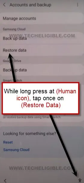 tap once on restore data while long hit on human icon to fix something went wrong error