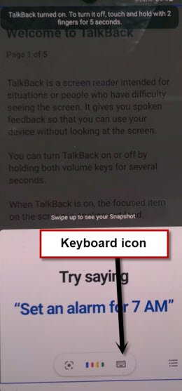 tap to keyboard icon from try saying pop to bypass frp Galaxy Android 11