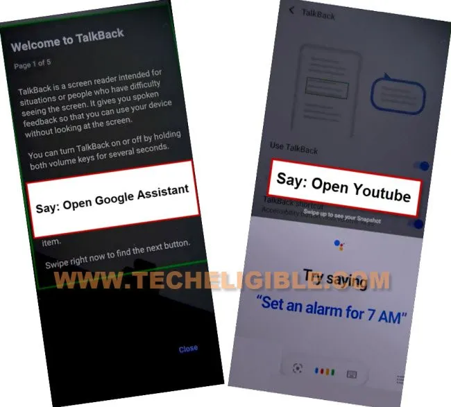 open youtube and google assistant from talkback to bypass frp account VIVO V23e