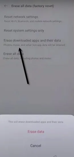 Erase all data to bypass frp OPPO F17
