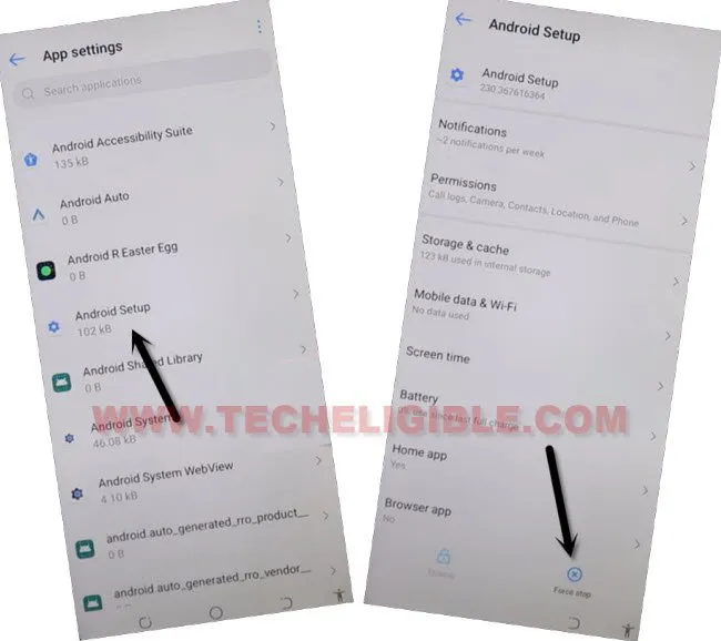 force stop android setup to bypass frp tecno spark 8c