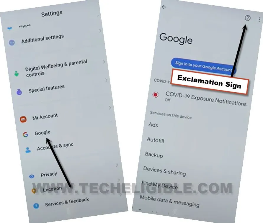 go to google exclamation Sign bypass frp redmi note 10