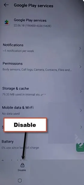 Disable Google PLay services